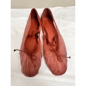 ZARA Sheer Mesh Ballet Round Toe Flats Pink Size 39 US 8.5–9